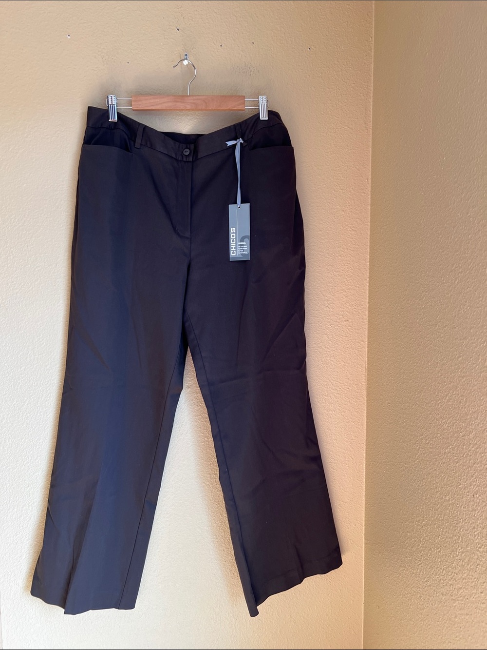 Chico’s Twill Dress Pants in Fudge Brown NWT 3 Short = 16 or XL Short
